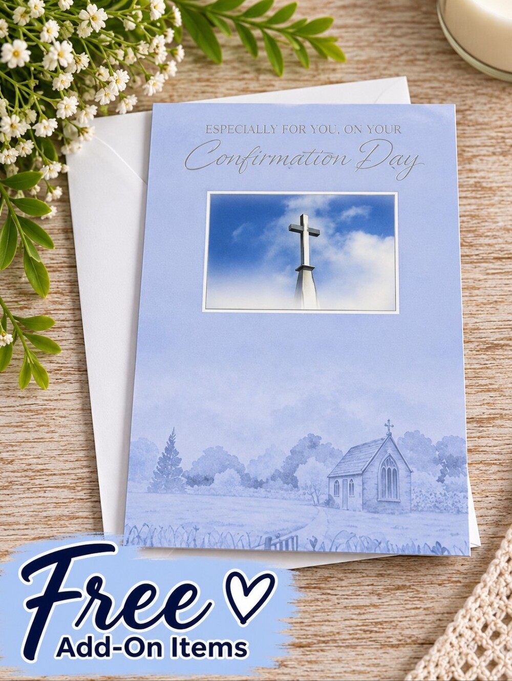 Free With Purchase Religious Confirmation Card with Cross